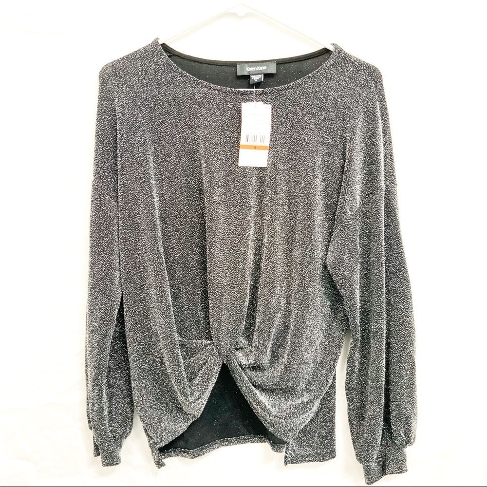 Karen Kane Sparkle Knit Front Twist Top